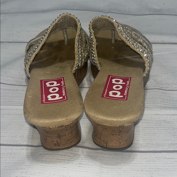 Pop Gold Metallic Braided & Beaded Wedges - Picture 3 of 6